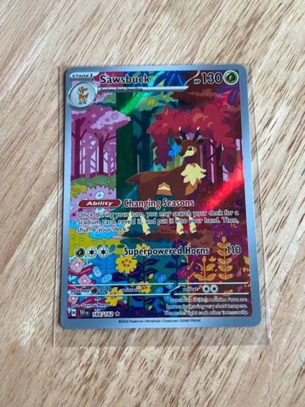 Pokemon Sawsbuck STAGE 1 Trading Card 166/162